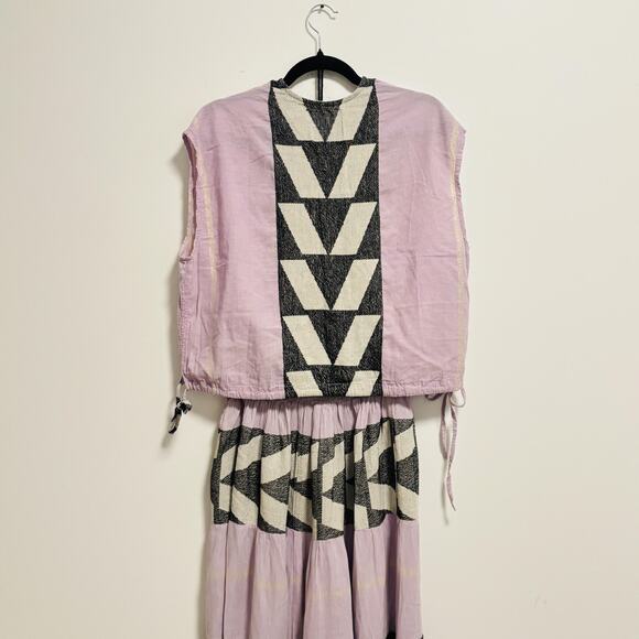 Pearl & Caviar Top Skirt Womens Size S/M Lilac Zakar Geometric Maxi Dress Set - Picture 6 of 14